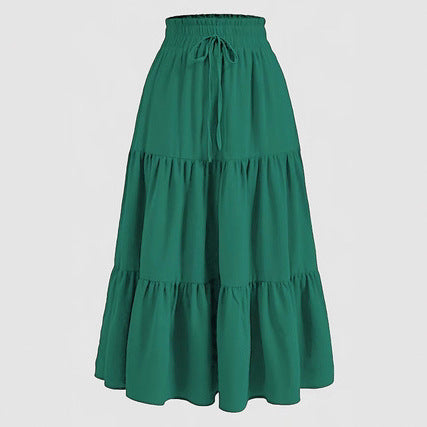 Damen Maxi-Rock mit elastischem Bund und Stufen-Design Stalluxe