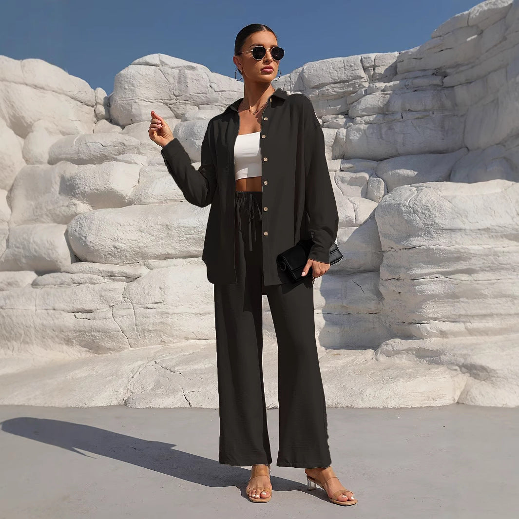 Damen elegantes und lässiges Leinen-Loungewear-Set mit lockerer Passform Stalluxe