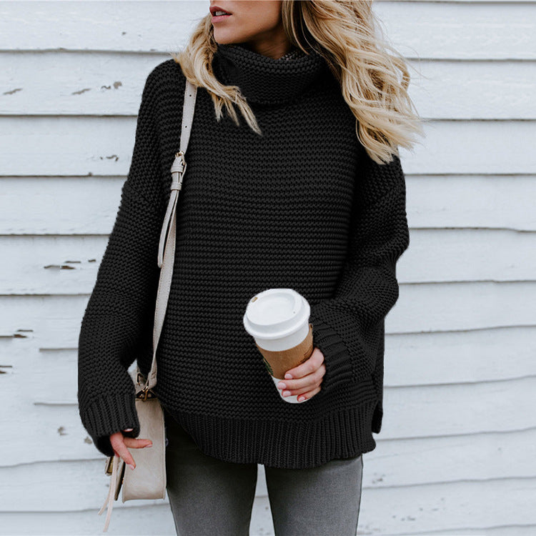Damen Grobstrickpullover mit hohem Kragen und lässiger Passform Stalluxe