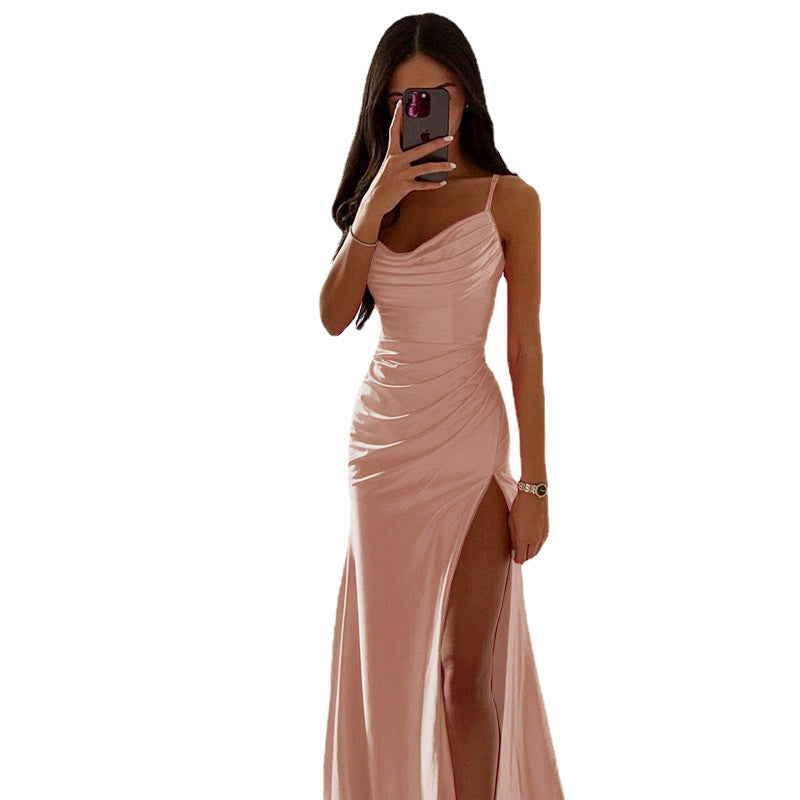 Damen Glamouröses Abendkleid mit seitlichem Schlitz und raffinierten Raffungseffekten Stalluxe