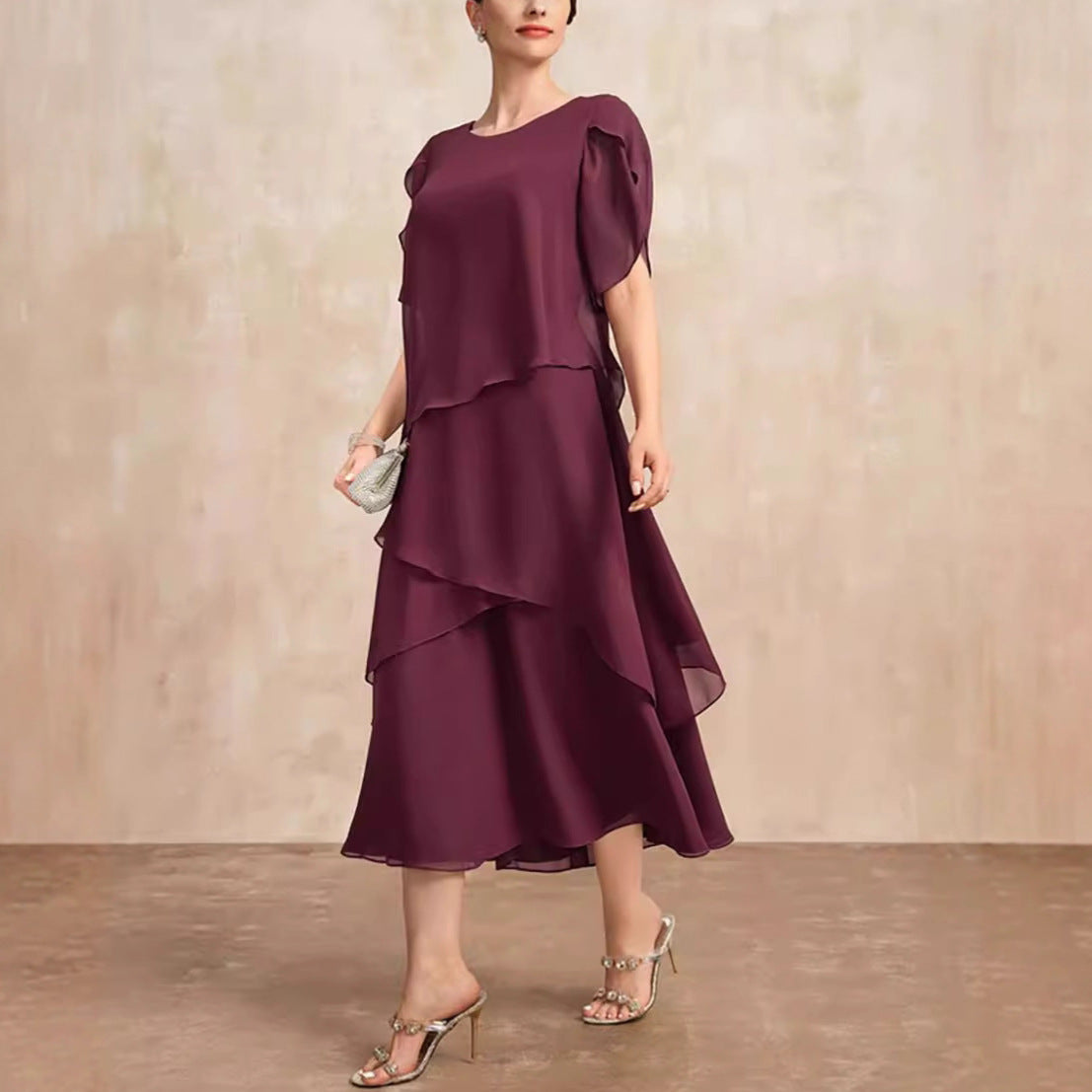 Damen Luftiges Maxikleid mit Schichten Stalluxe