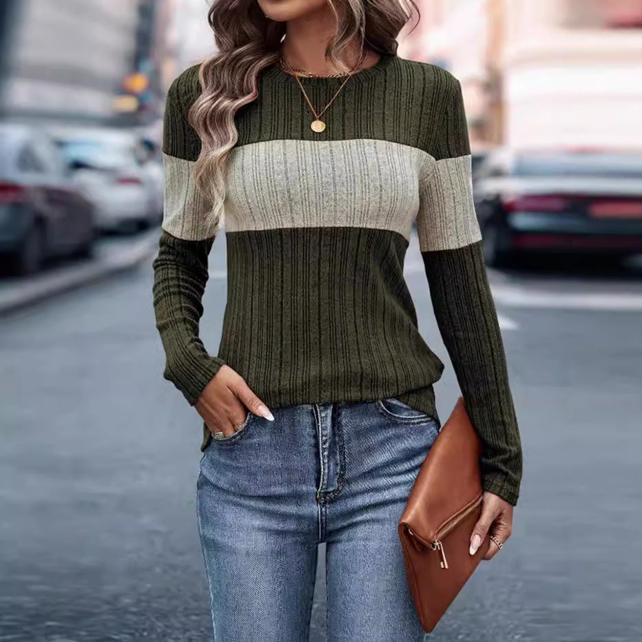 Damen Modisches Rippstrickpullover mit Streifenmuster Stalluxe