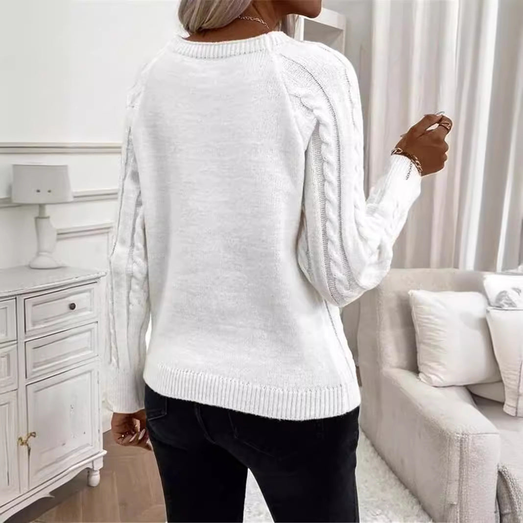 Damen Strickpullover mit strukturiertem Rautenmuster und dekorativen Knöpfen Stalluxe