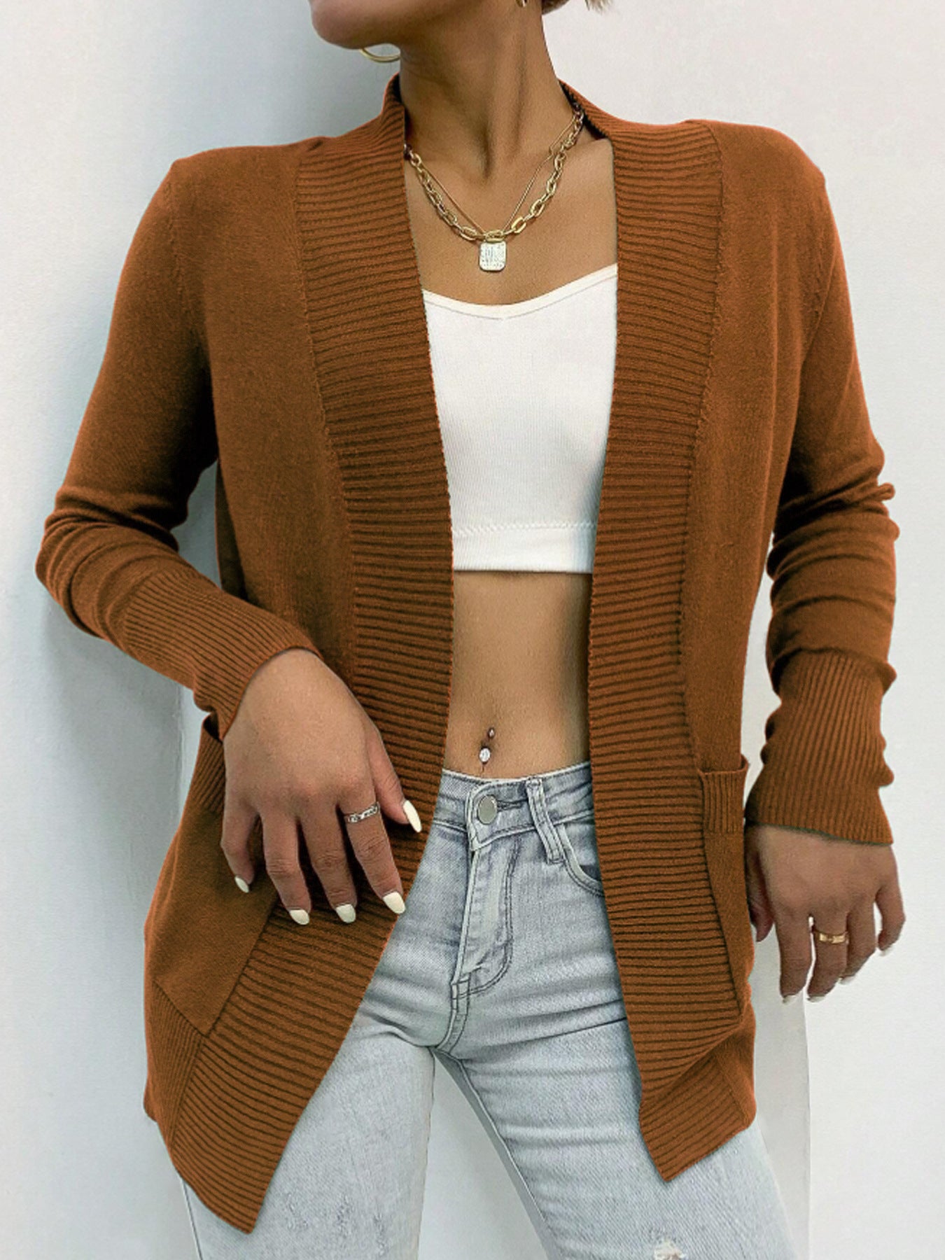 Damen Strickjacke mit strukturiertem Design und praktischen Taschen Stalluxe