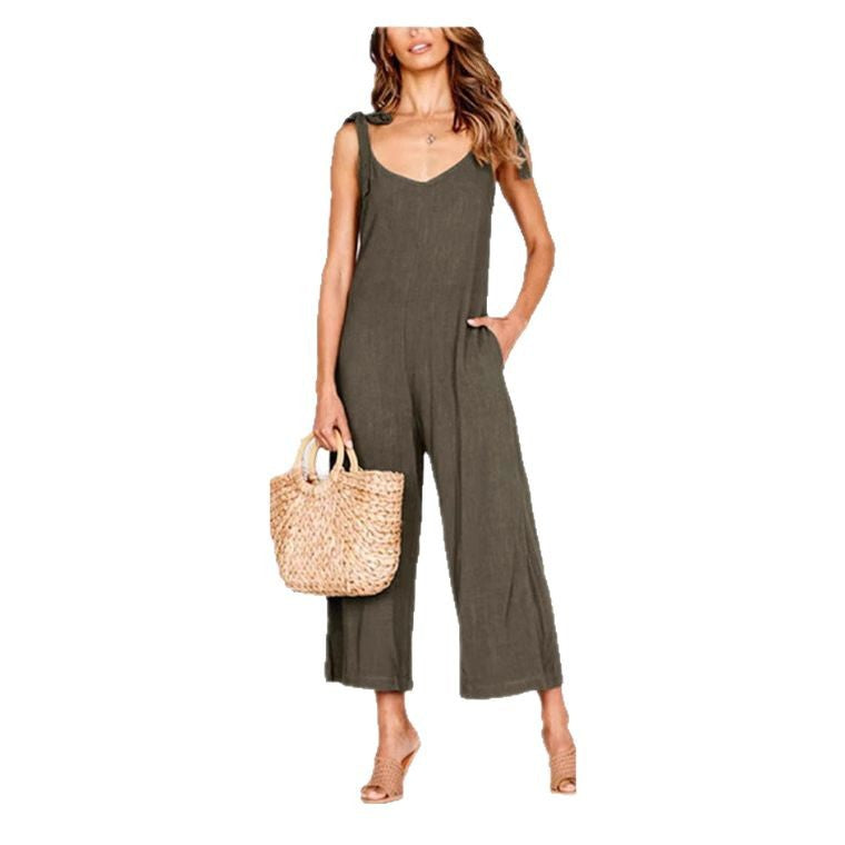 Damen Eleganter Jumpsuit mit verstellbaren Trägern und praktischen Seitentaschen Stalluxe