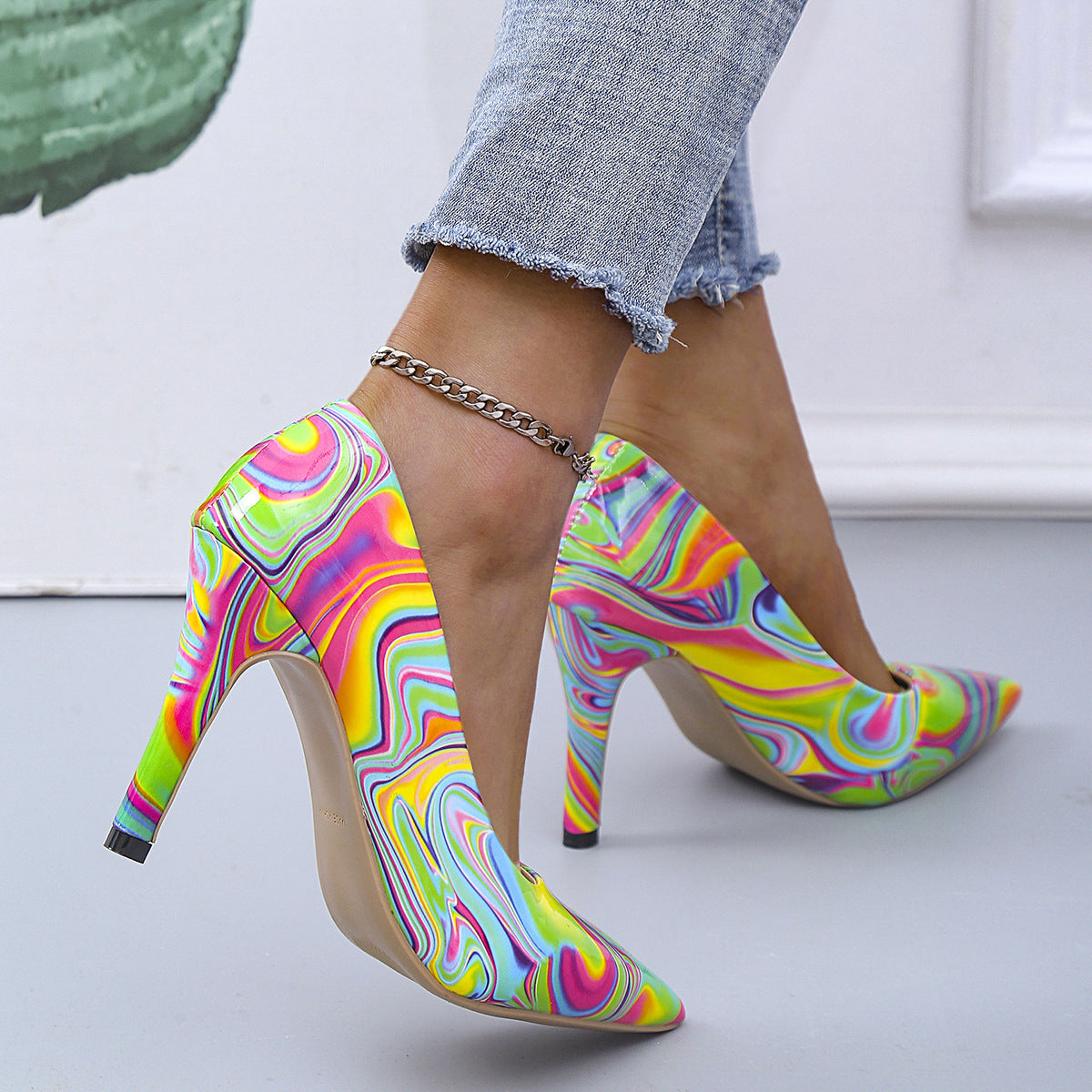 Damen High Heels mit buntem Marmor-Design und elegantem Stiletto Stalluxe