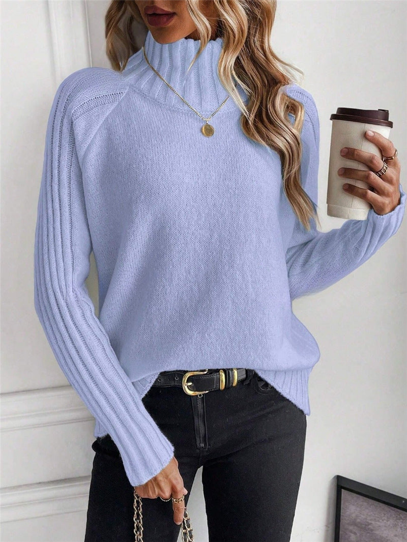 Damen Pullover mit modernem Stehkragen und strukturiertem Rippdesign Stalluxe