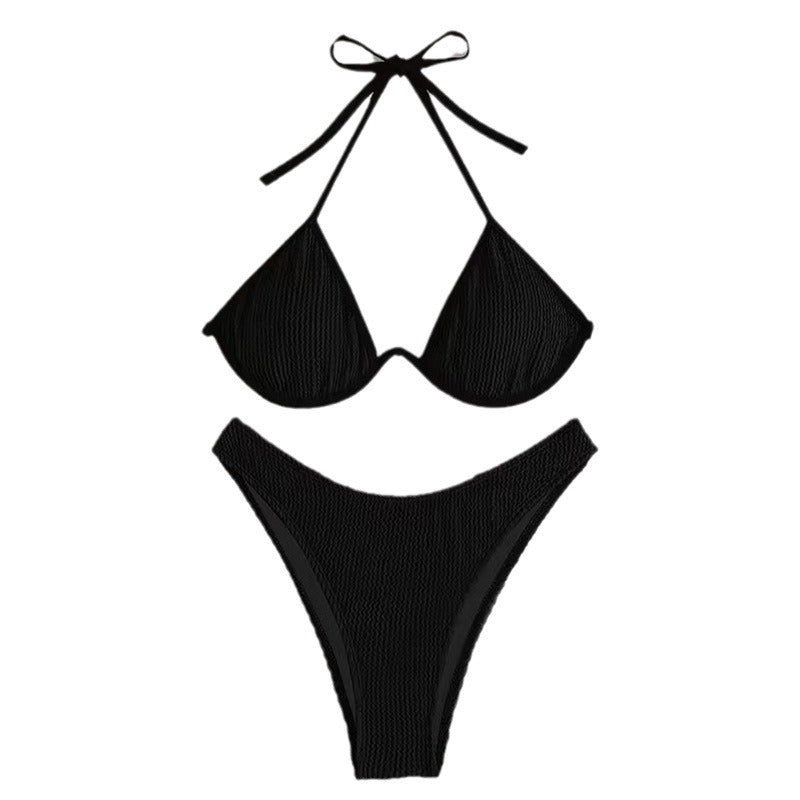 Damen Triangel-Bikini mit Struktur und verstellbaren Trägern Stalluxe