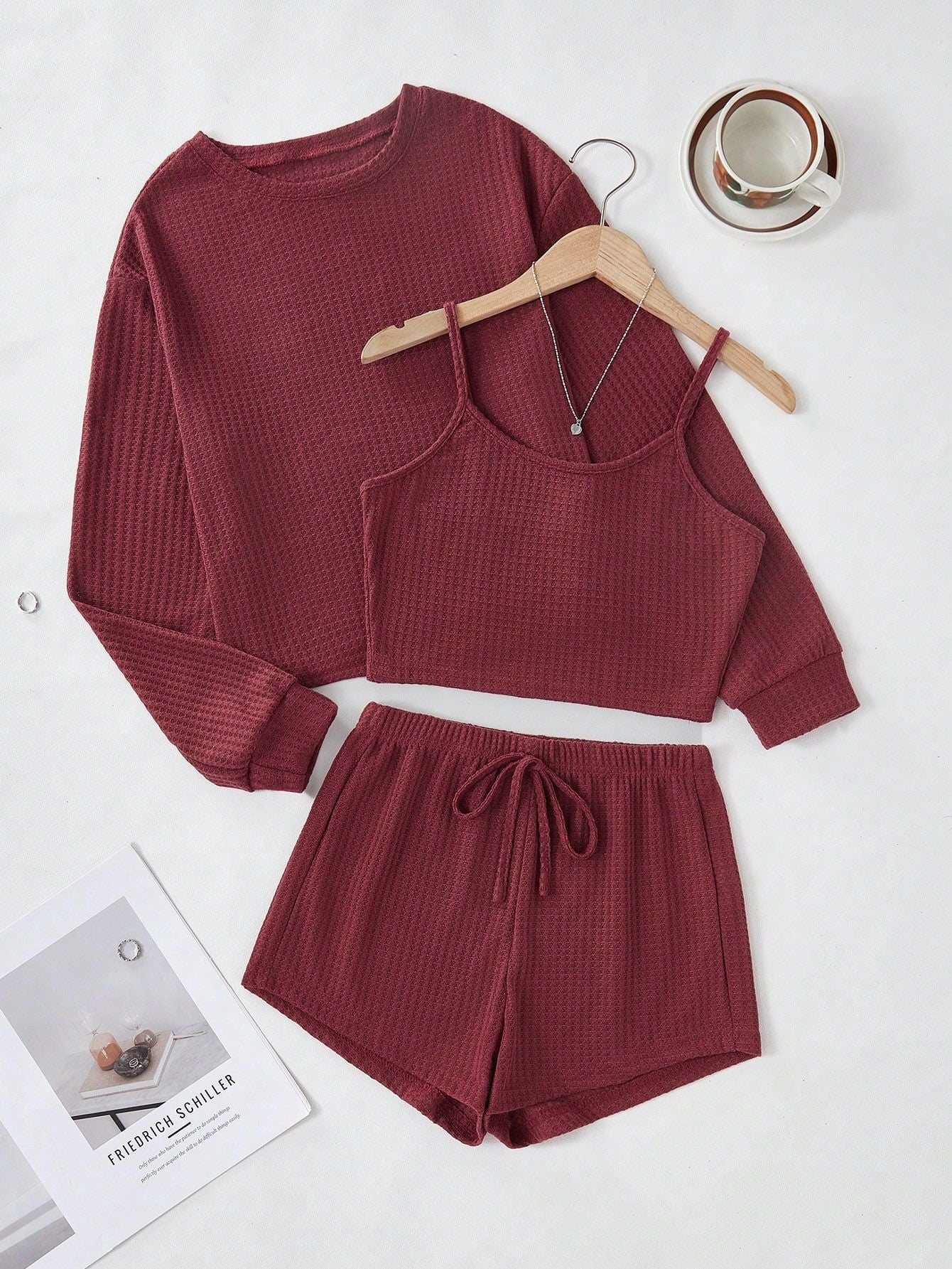 Damen lässiges Schlafanzug-Set mit kurzem Oberteil und Shorts Stalluxe