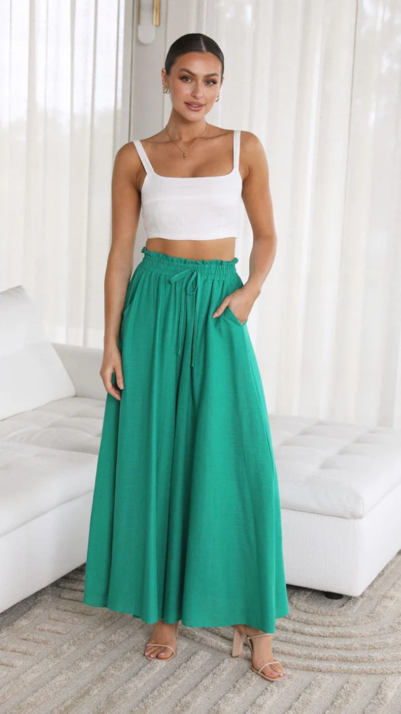 Women's Bohemian Style Maxi Skirt with Drawstring Waist Stalluxe