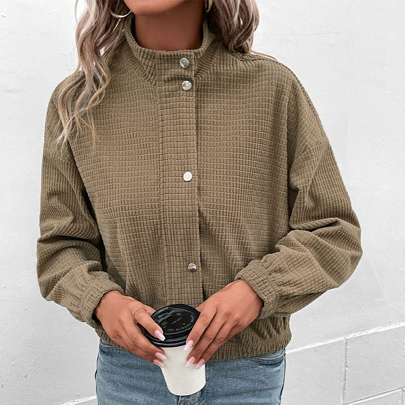 Damen Sweatjacke mit Stehkragen und strukturierter Oberfläche Stalluxe