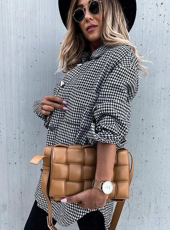 Damen Flanellhemdjacke mit Karomuster und großen Knöpfen Stalluxe