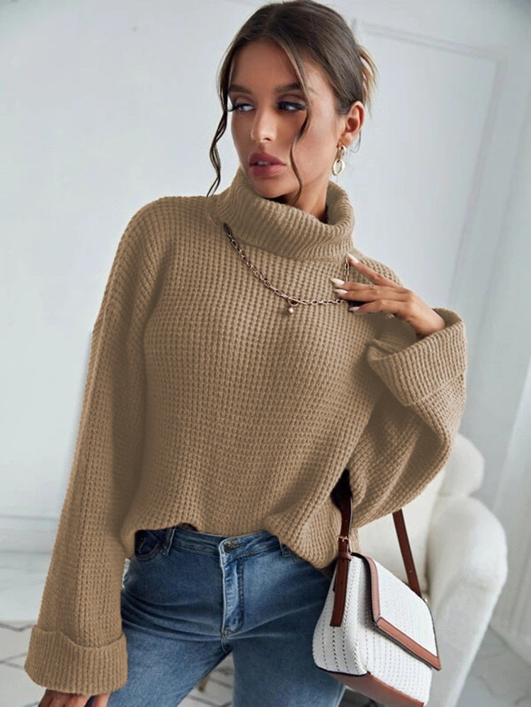 Damen Hochwertiger Strickpullover mit hohem Kragen und strukturiertem Design Stalluxe