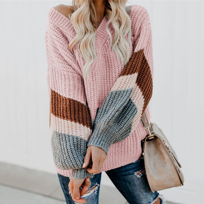Damen Strickpullover mit modernen Farbblock-Design und weitem Schnitt Stalluxe