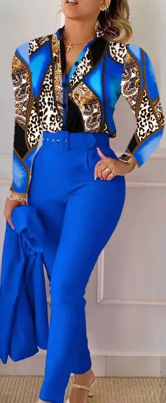 Damen Elegante Bluse mit animalischem Muster und klassischen Details Stalluxe
