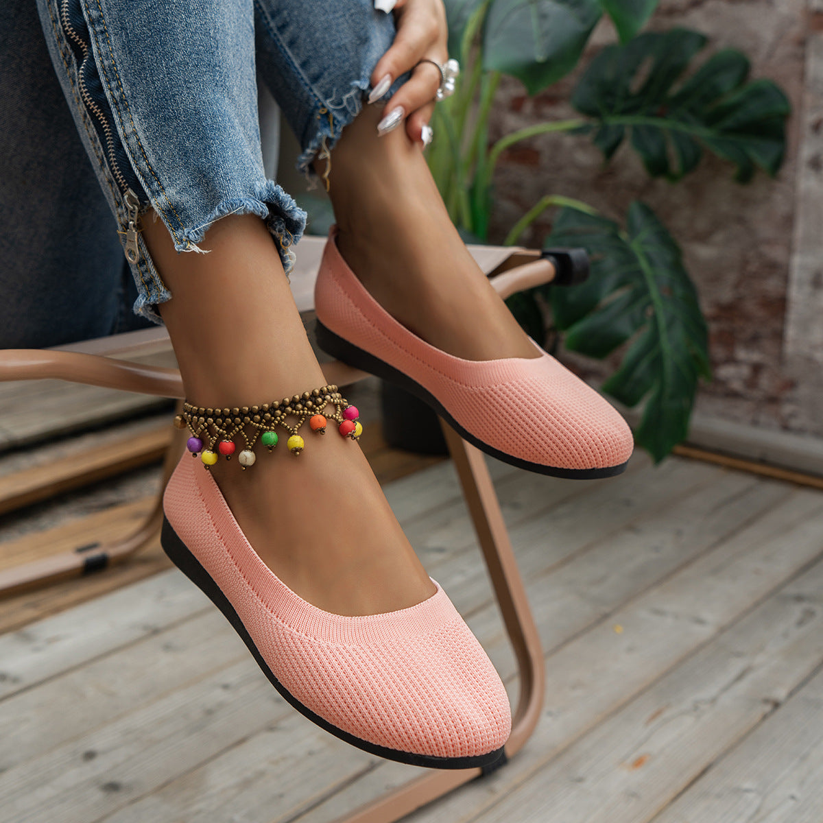 Damen elegante und bequeme Ballerinas mit atmungsaktivem Obermaterial Stalluxe