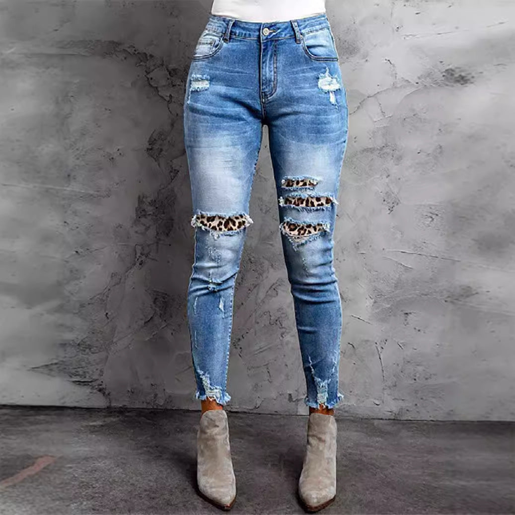 Damen Jeans im modernen Destroyed-Design mit aufregenden Tiermustern Stalluxe
