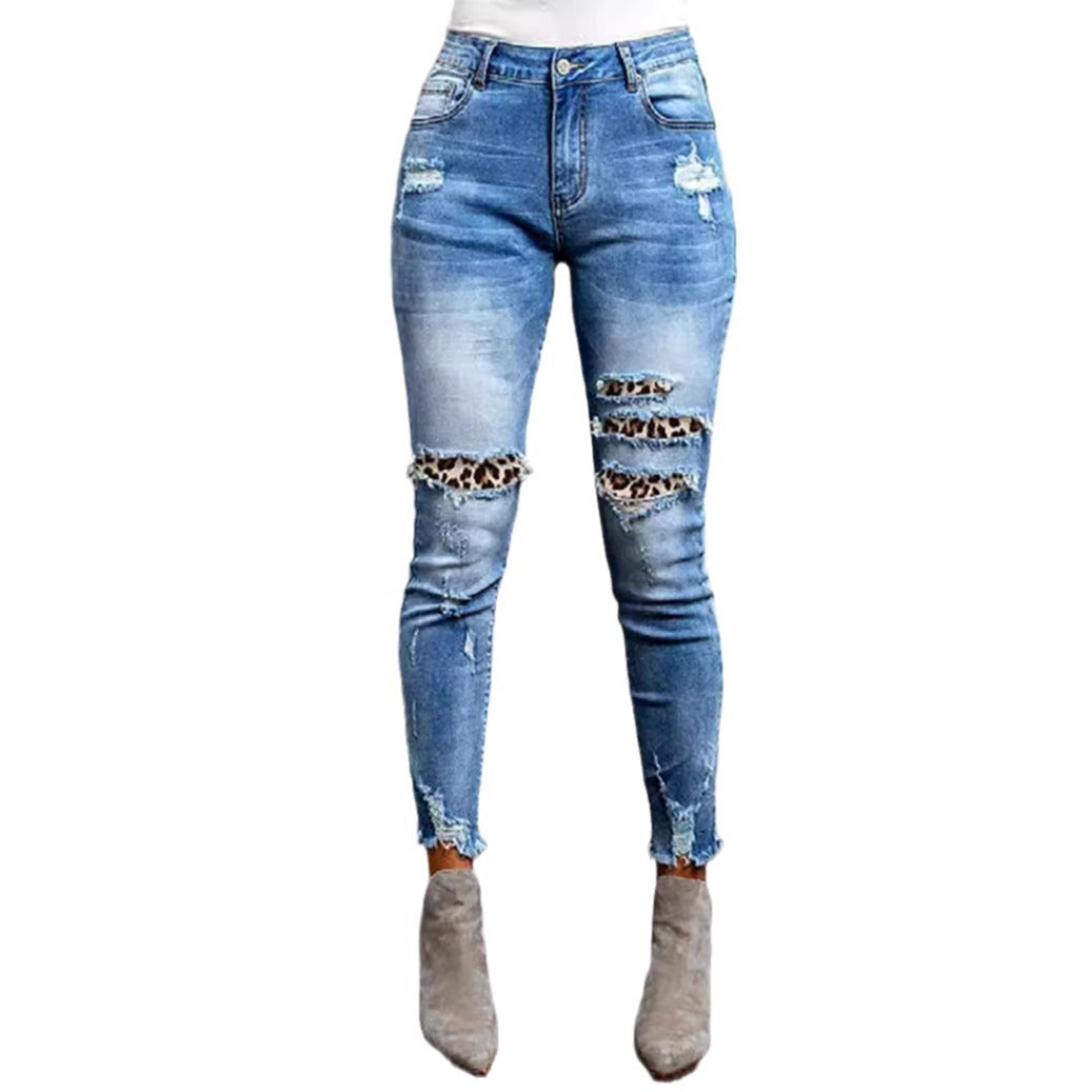 Damen Jeans im modernen Destroyed-Design mit aufregenden Tiermustern Stalluxe