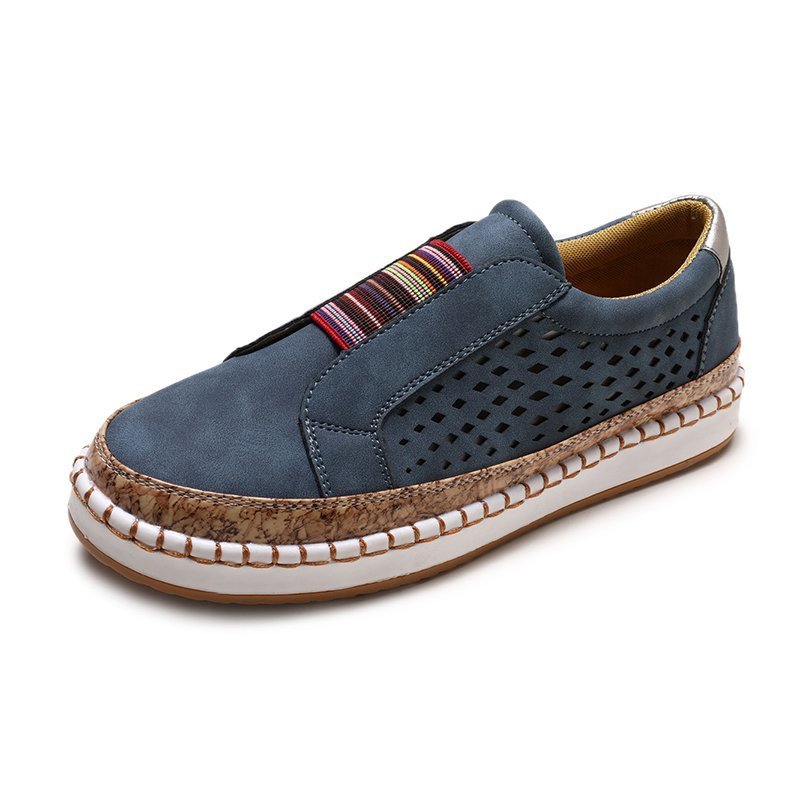 Damen Atmungsaktive Slip-On Sneakers mit elastischem Riemen und modischem Korkdesign Stalluxe