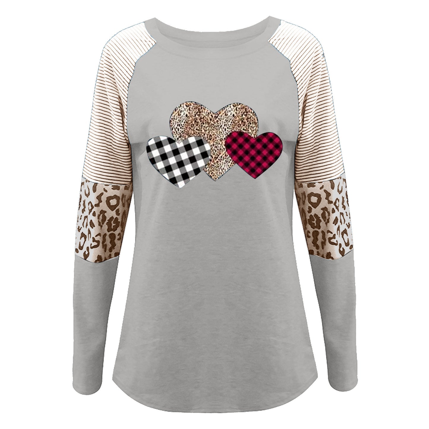 Damen Lässiges Langarmshirt mit Herzmuster und strukturiertem Design Stalluxe