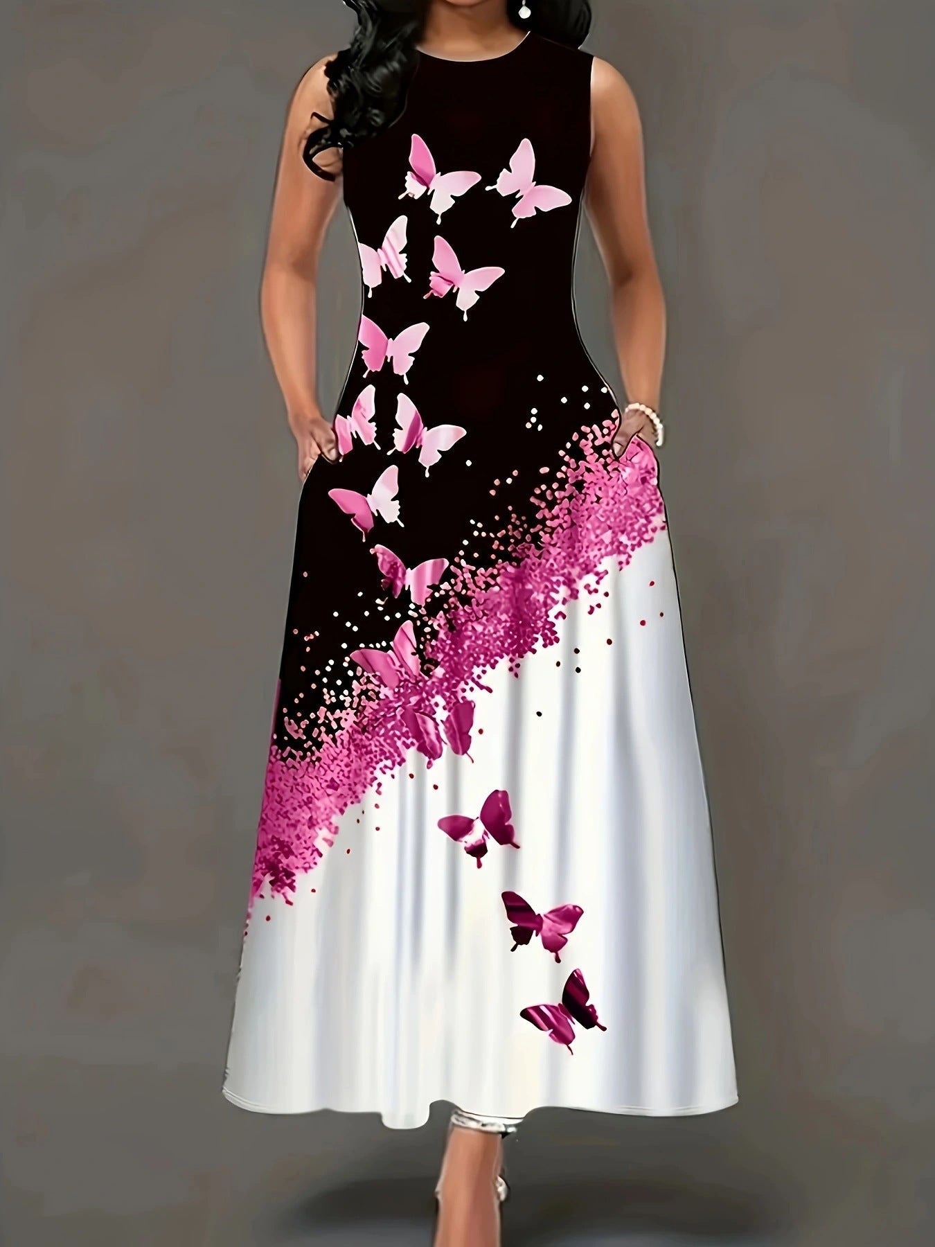 Damen Maxikleid mit floralem Motiv und praktischen Taschen Stalluxe