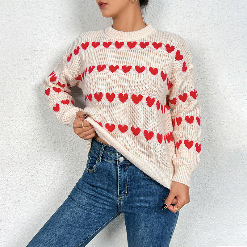 Damen Strickpulli mit Herzmuster Stalluxe