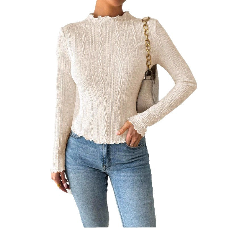 Damen Elegantes Langarmshirt mit strukturiertem Design und Rüschen Stalluxe