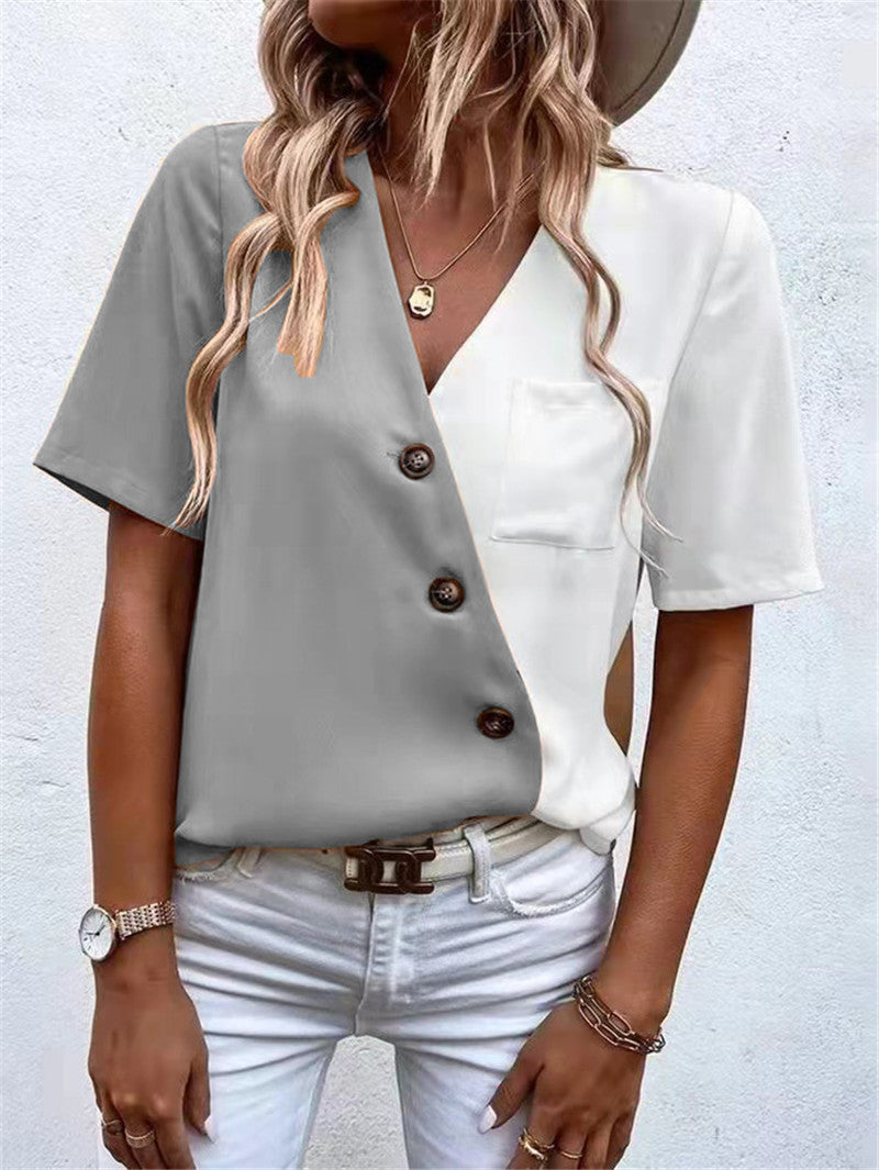 Damen Trendige Bluse mit asymmetrischem Schnitt und Knopfdetail Stalluxe