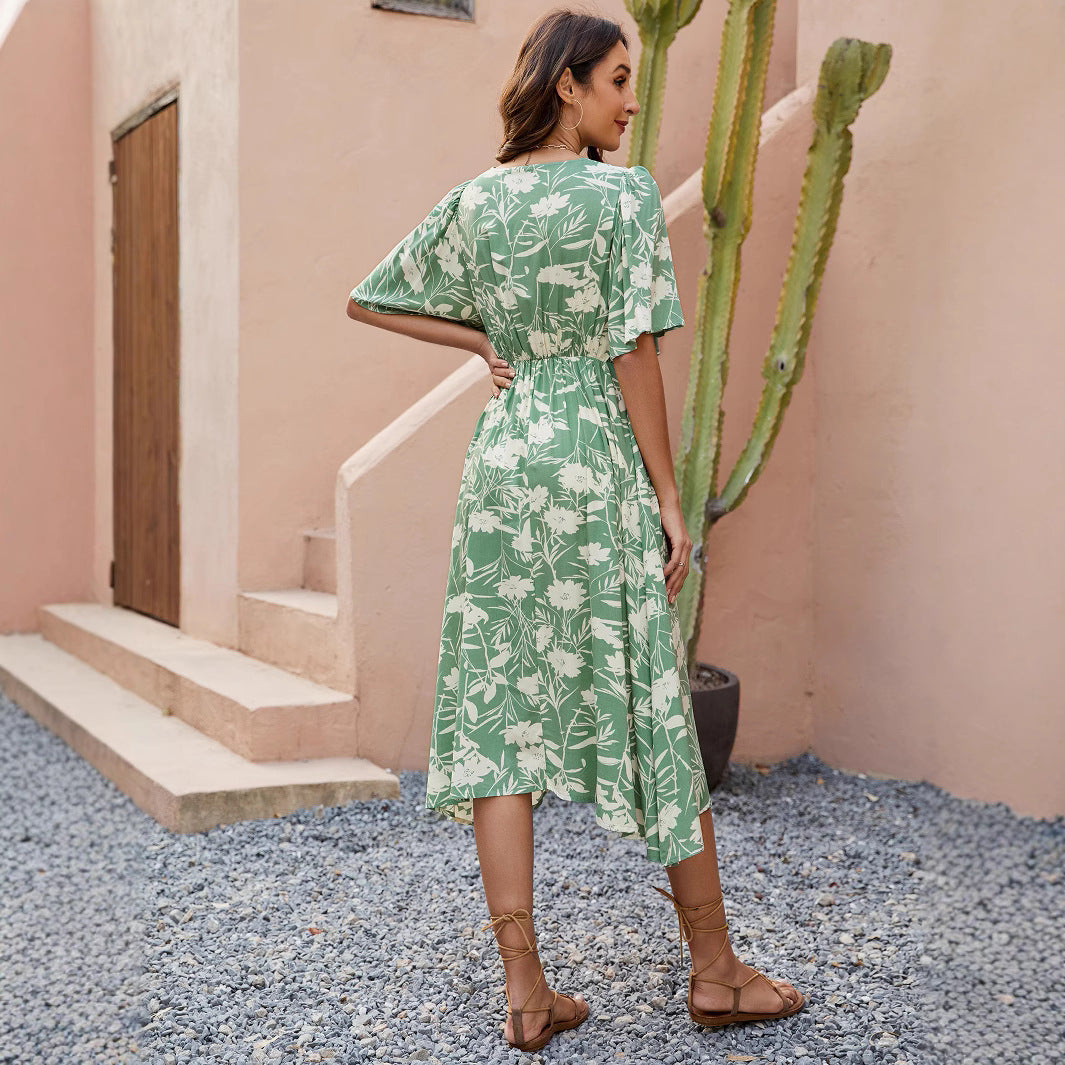 Damen Midi-Kleid im Boho-Stil mit floralen Mustern Stalluxe