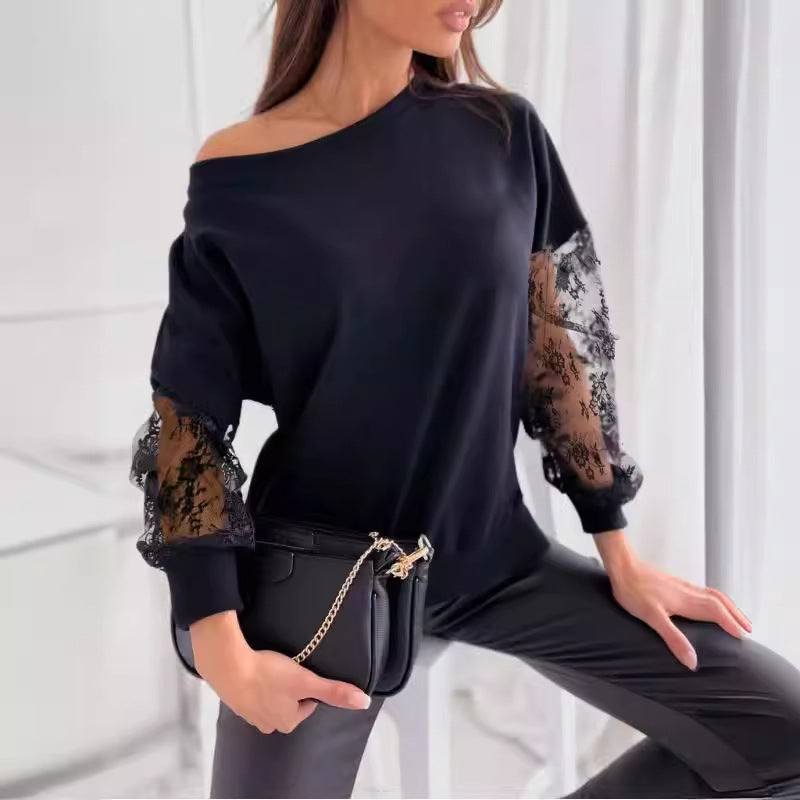 Damen Pullover mit Spitzenärmeln Stalluxe