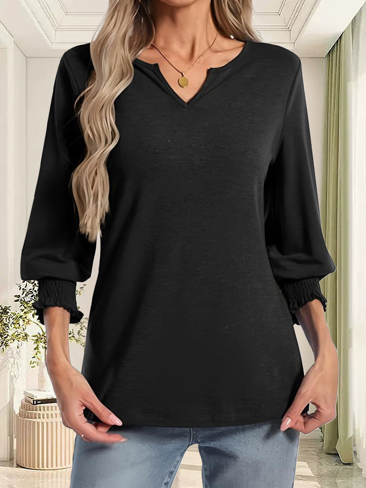 Damen lässiges Blusenshirt mit elastischen Ärmelbündchen Stalluxe