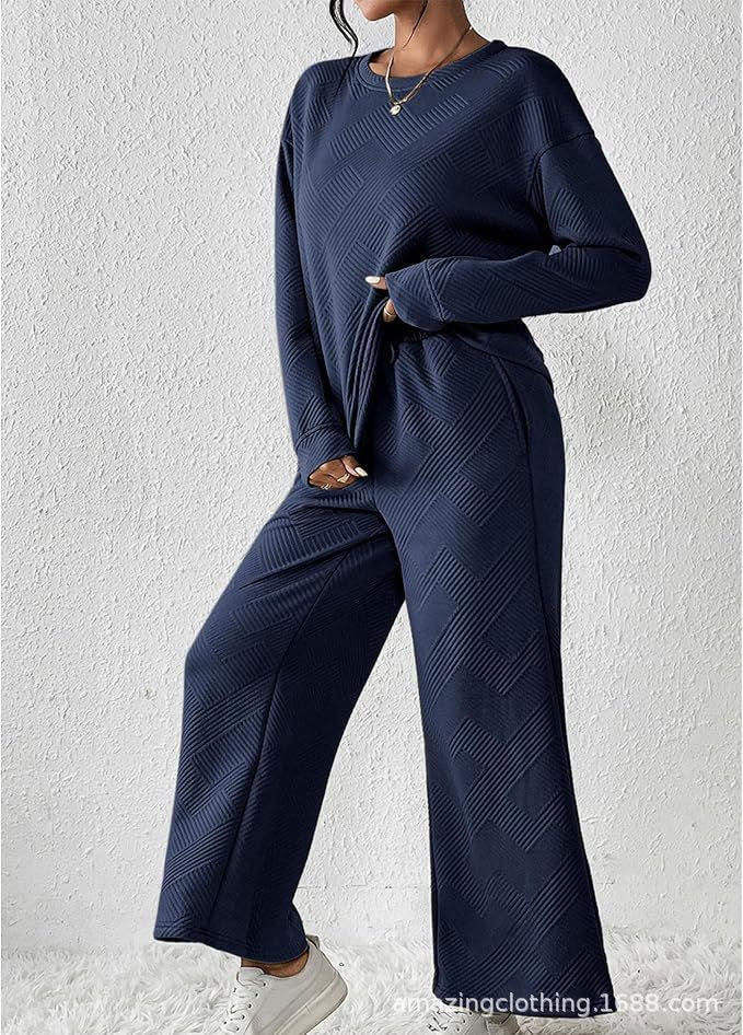 Damen Freizeitanzug mit elastischem Bund und geometrischem Muster Stalluxe
