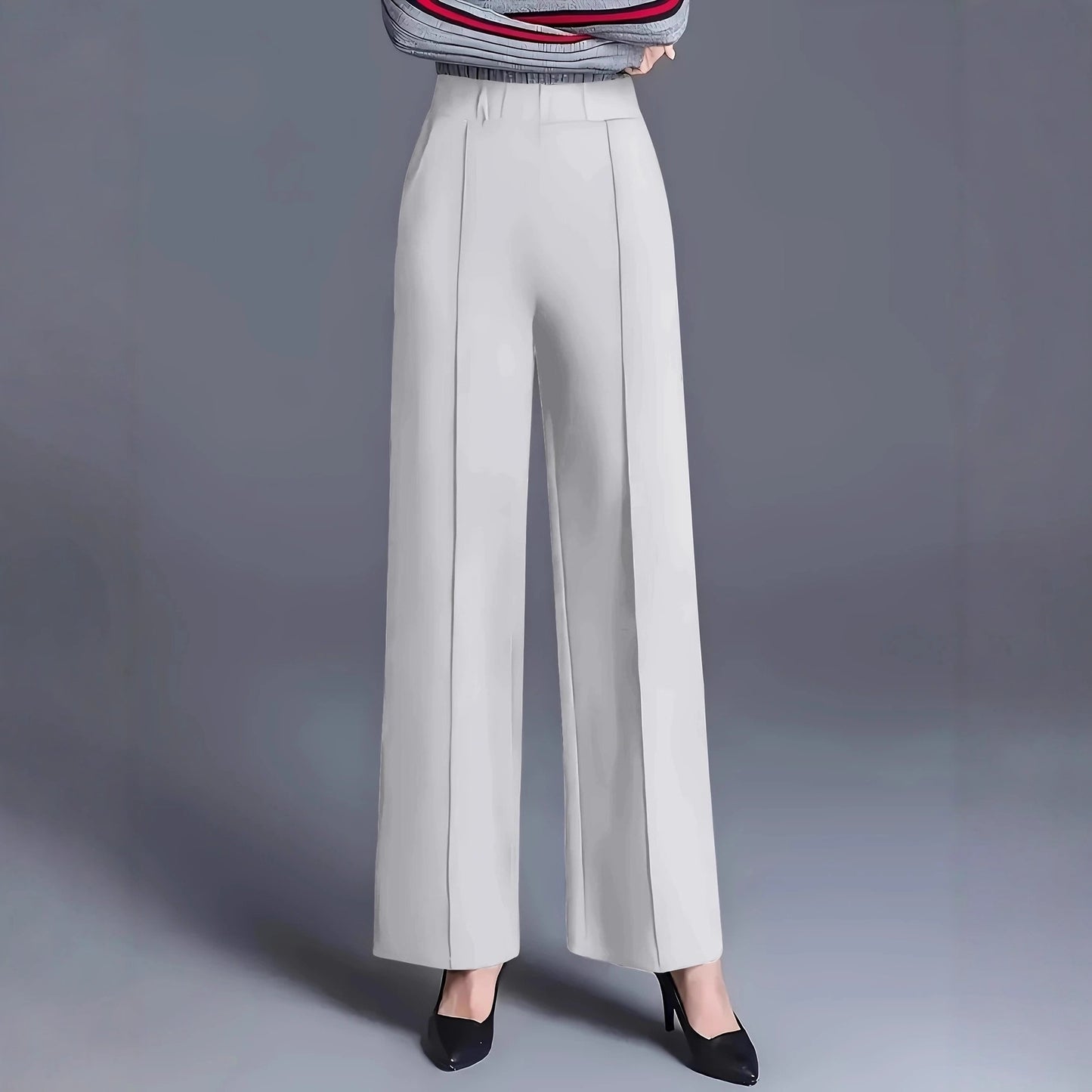Damen elegante Hochbundhose mit Faltenwurf und dehnbarem Bund Stalluxe