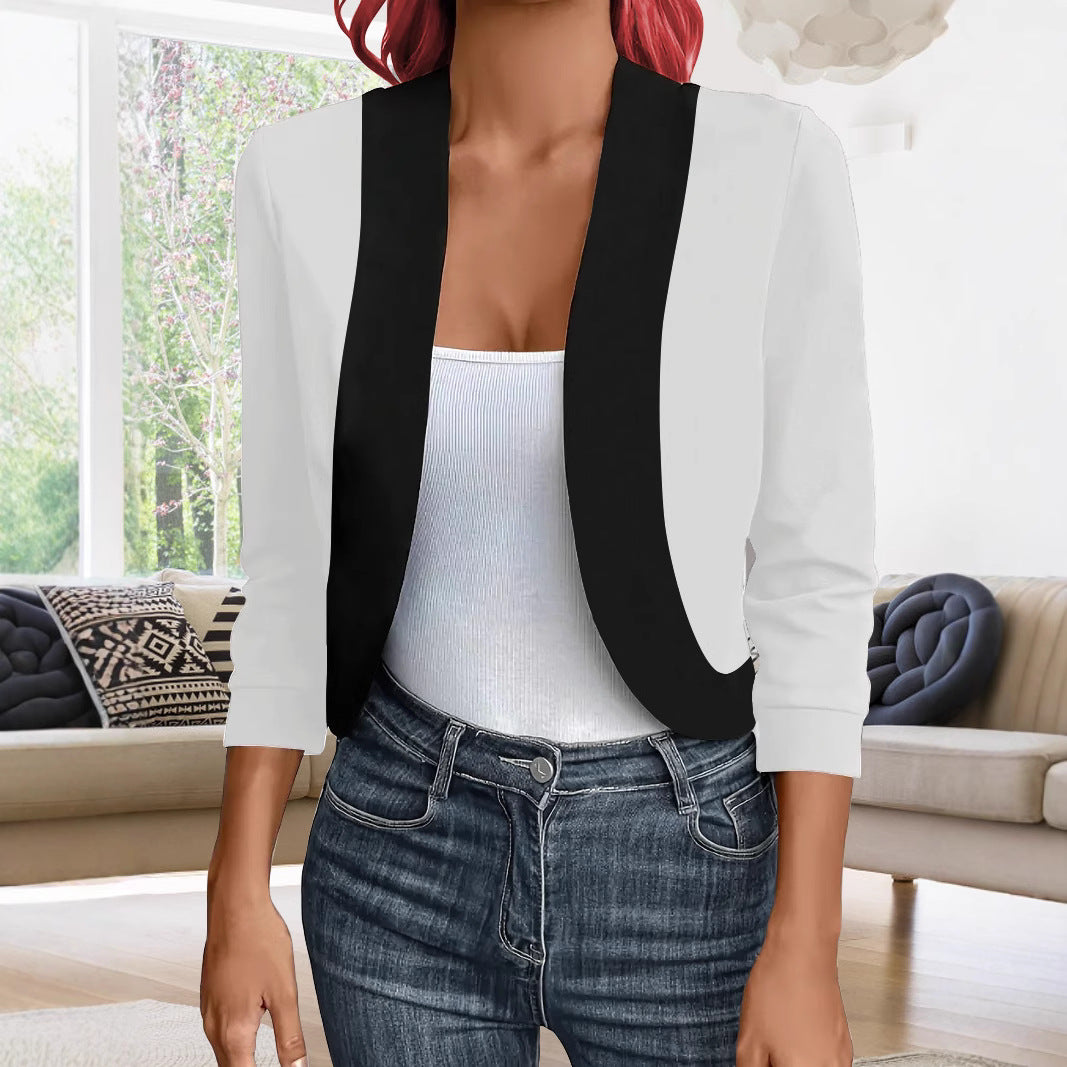 Damen eleganter Blazer mit kontrastierenden Einsätzen Stalluxe