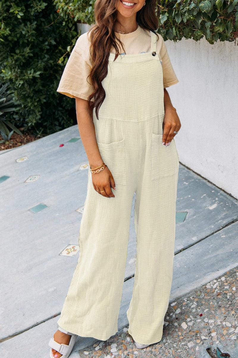 Damen Lässiger Overall mit praktischen Taschen und weitem Bein Stalluxe