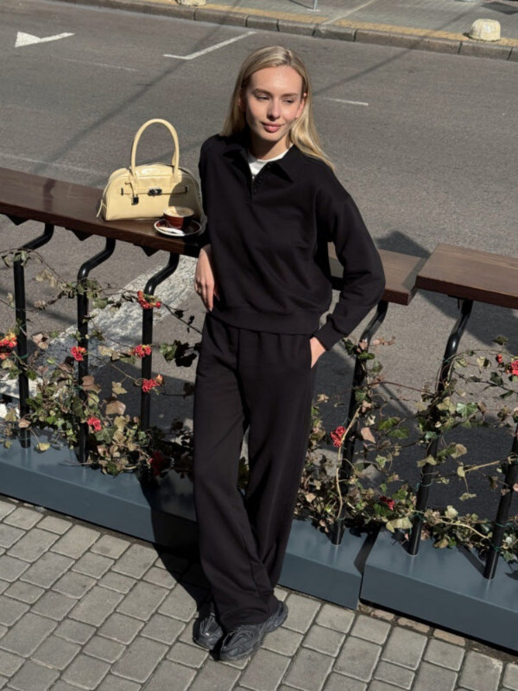 Damen sportlicher Freizeit-Loungewear mit Kragen Stalluxe