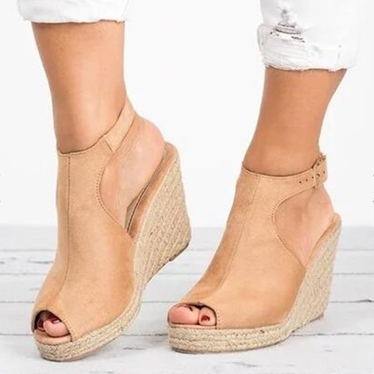 Damen Wedge-Pantoletten mit offenem Zehenbereich und verstellbarem Riemen Stalluxe