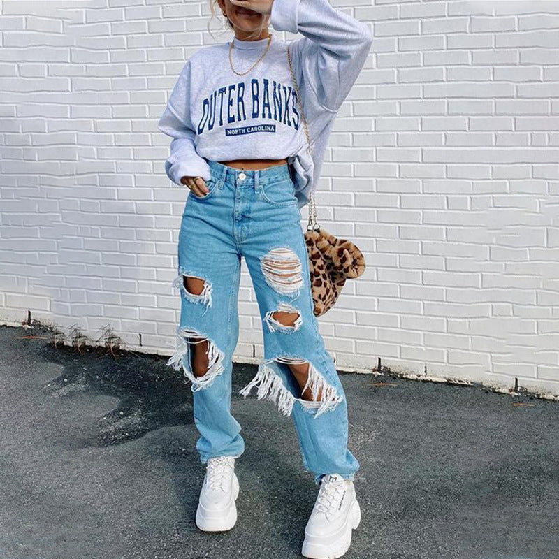 Damen Sweatshirt mit sportlichem Aufdruck Stalluxe