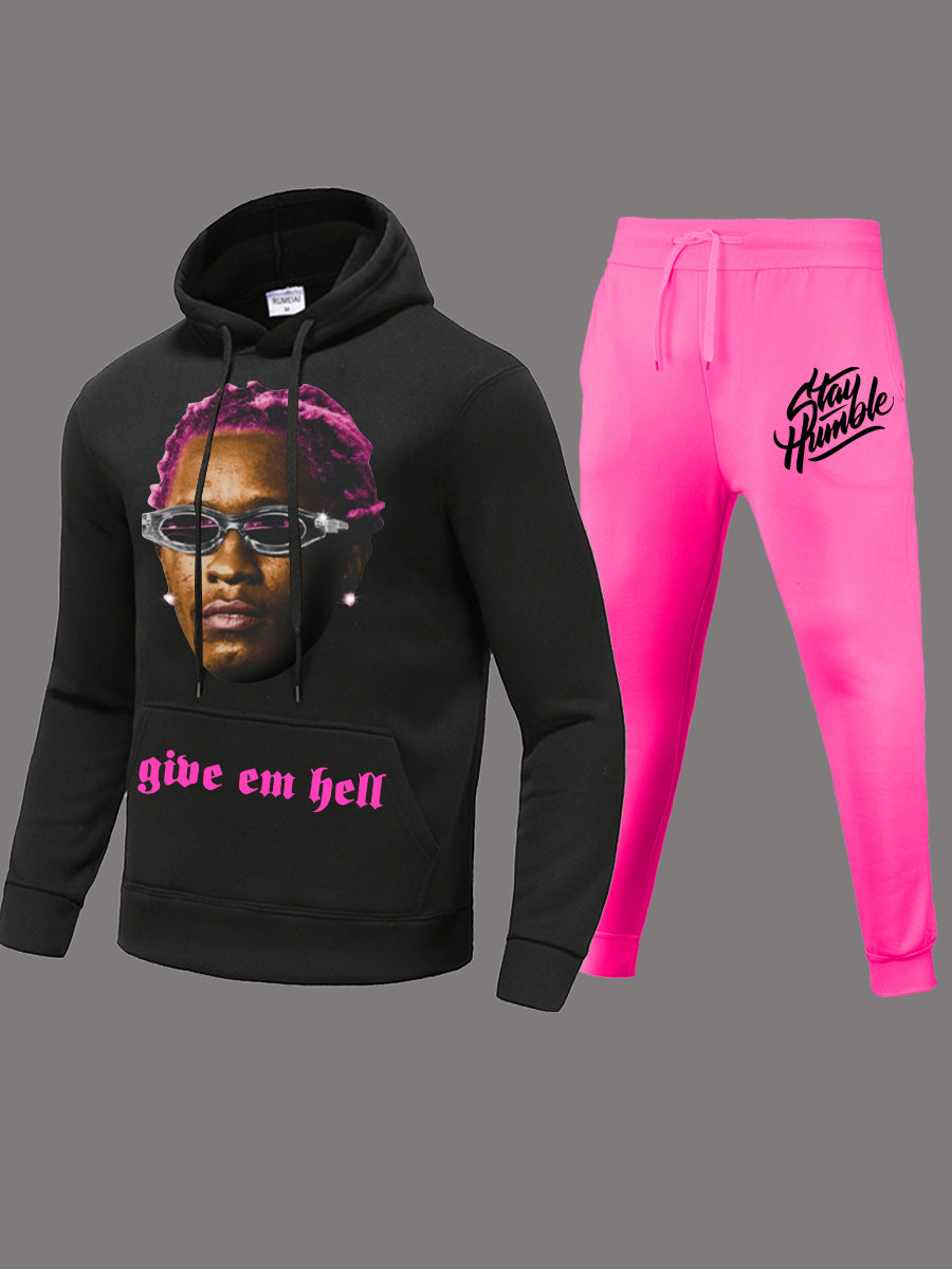 Damen Sportliches Hoodie- und Jogginghose-Set mit kreativem Grafikdruck und auffälligem Design Stalluxe