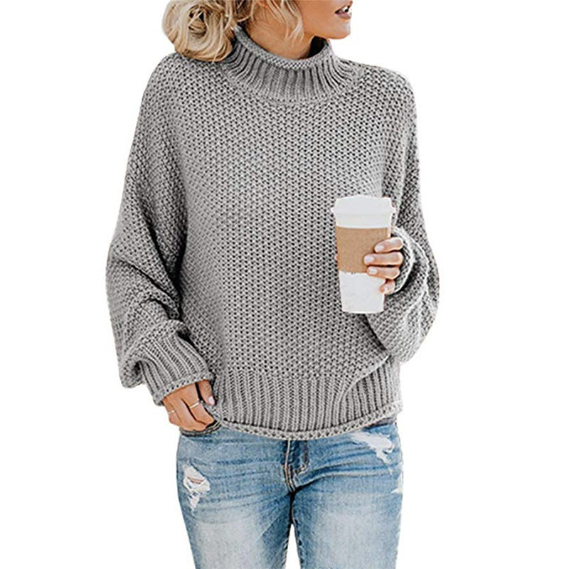 Damen Grobstrickpullover mit hohem Kragen Stalluxe