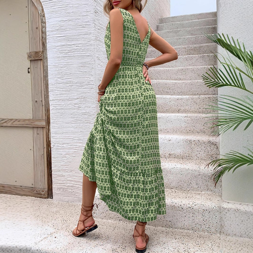 Damen Maxikleid mit verspieltem V-Ausschnitt und Rüschensaum Stalluxe