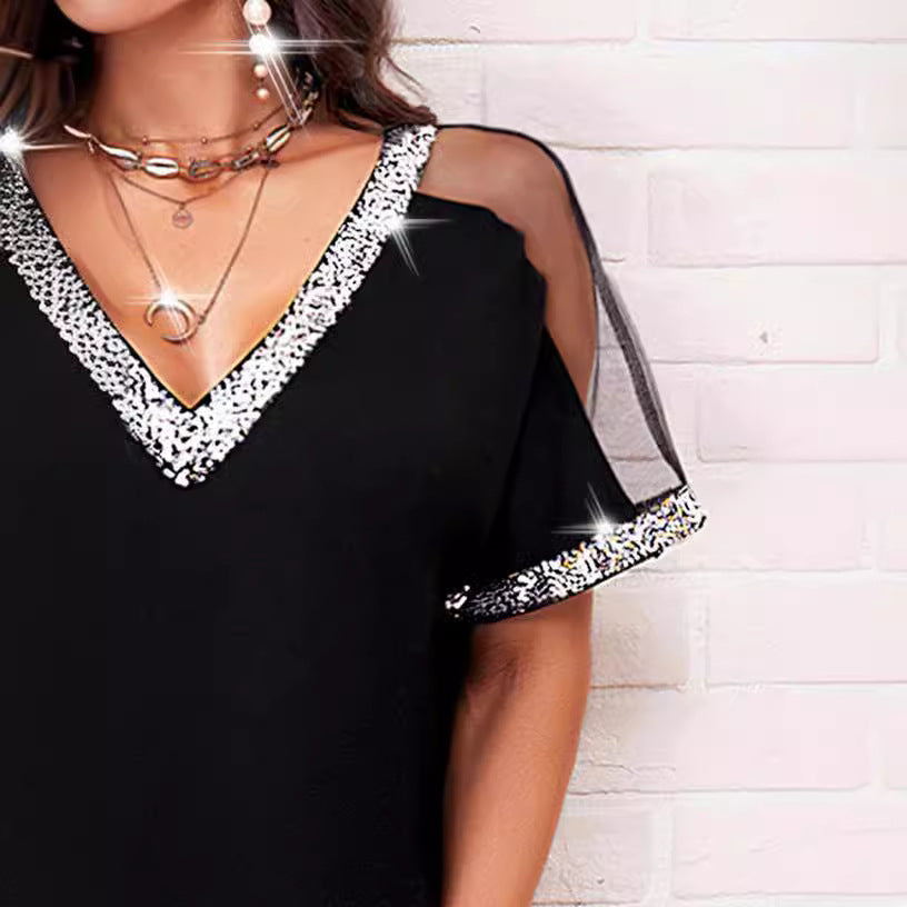 Damen Freizeitkleid mit funkelnden Pailletten Stalluxe