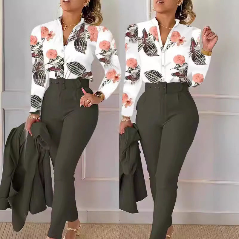 Damen Elegante Bluse mit animalischem Muster und klassischen Details Stalluxe