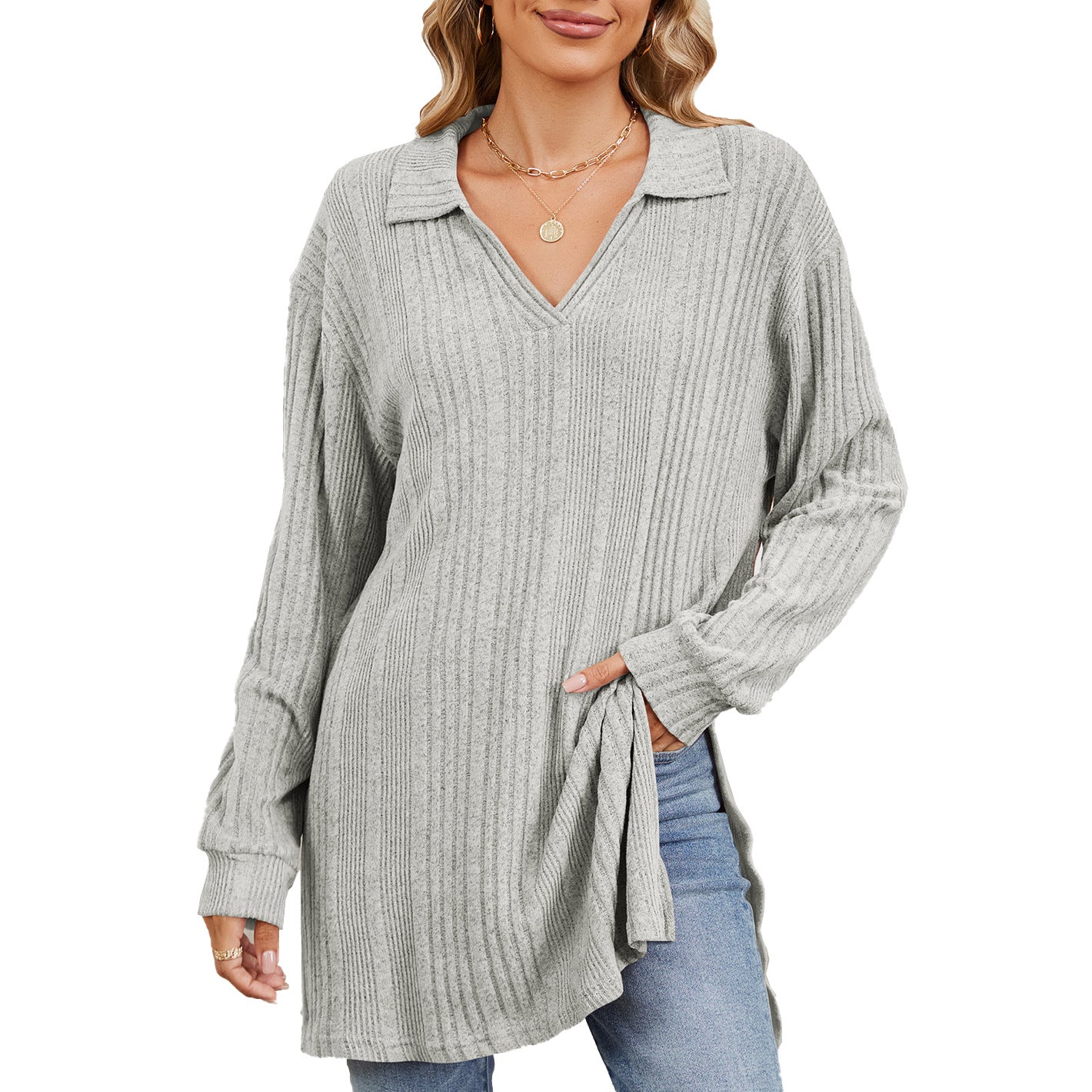 Damen Langarmshirt mit eleganter Struktur und modernem Look Stalluxe