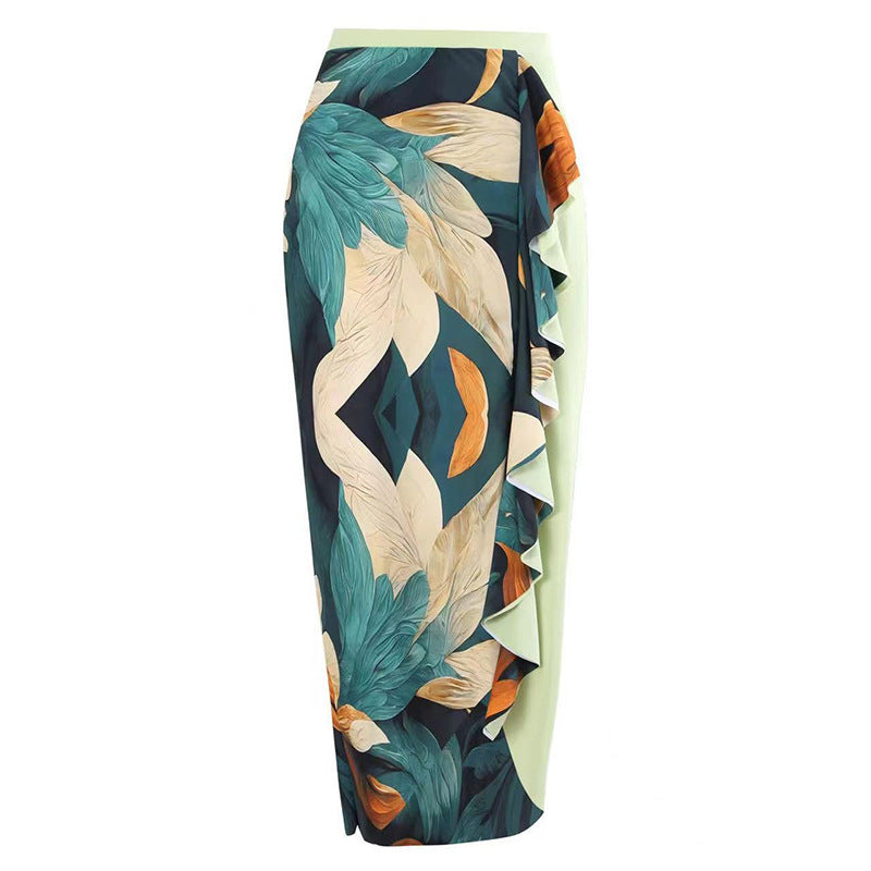 Damen Einteiler Badeanzug mit asymmetrischem Design und elegantem Wickelrock Stalluxe