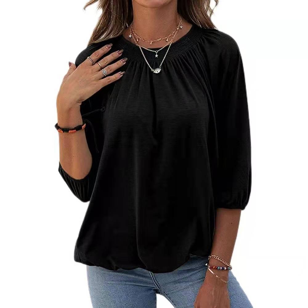Damen leichtes Blusenshirt mit romantischem Puffärmel und lässigem Schnitt Stalluxe