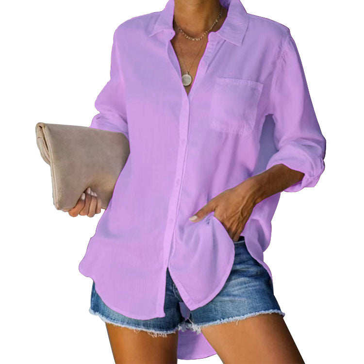 Damen lässige Bluse mit entspannter Passform und praktischer Brusttasche Stalluxe