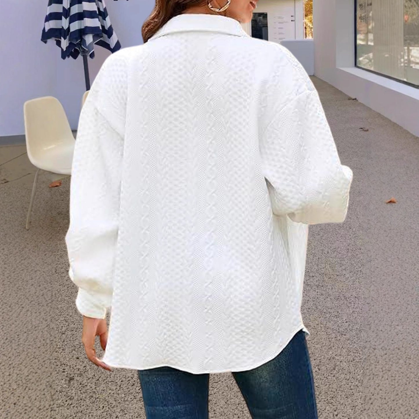 Damen Oversized Strickbluse mit modernem Zopfmuster Stalluxe
