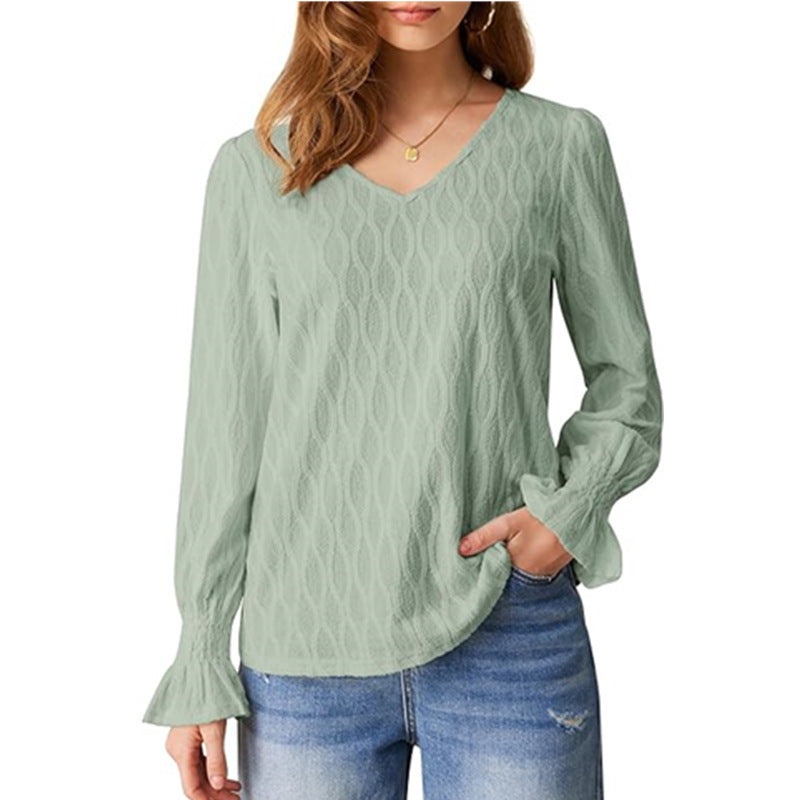 Damen modische V-Ausschnitt Bluse mit raffinierten Rüschendetails Stalluxe
