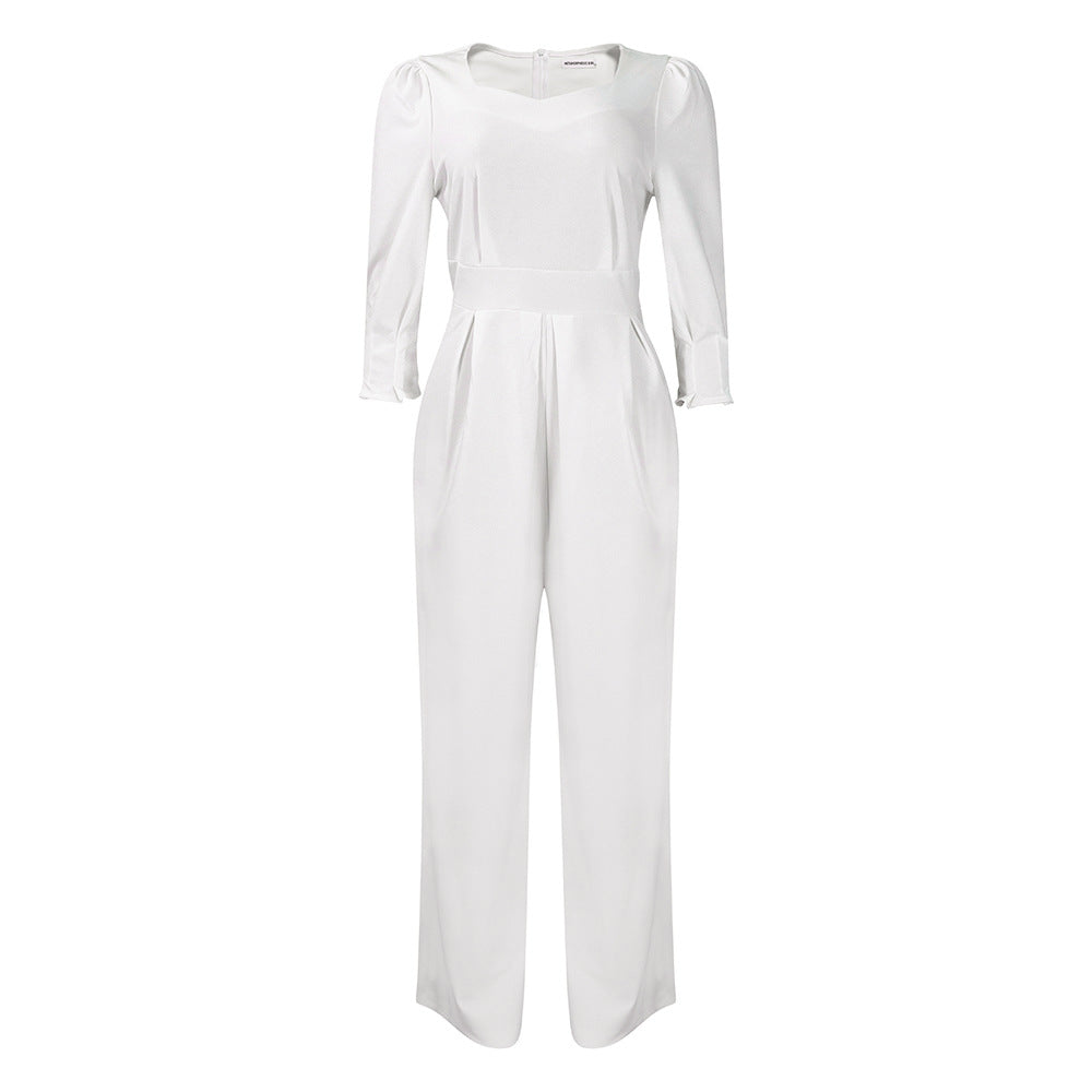Damen Eleganter Jumpsuit mit langem Arm und taillierter Silhouette Stalluxe